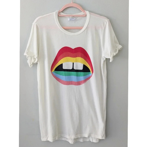 Lauren Moshi Edda Rainbow Gap Mouth Tee - Picture 2 of 8